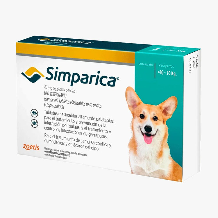 SIMPARICA 40 MG 3 TABS (10kg a 20kg)