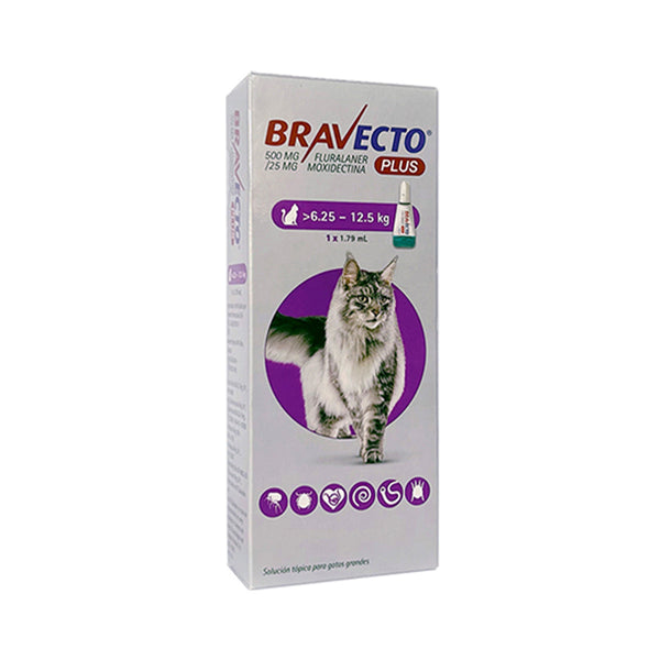 BRAVECTO PLUS GATO 500 MG 6.25-12.5KG 1 TAB
