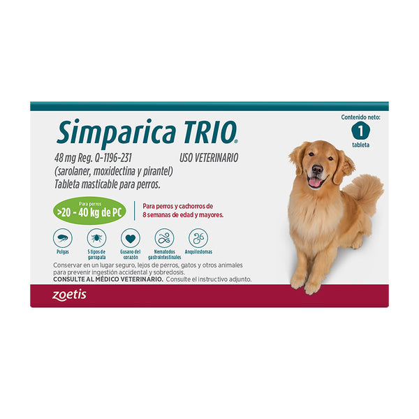 SIMPARICA TRIO GREEN 20.1-40KG C/1 TAB.