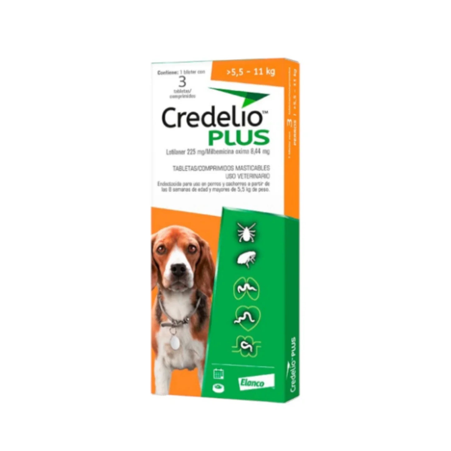 CREDELIO PLUS TAB 225 MG 5.5-11KG C/1