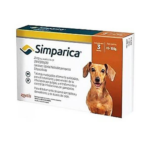 SIMPARICA 20MG 3TAB (5kga10kg)