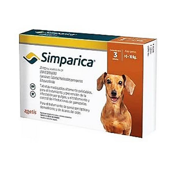 SIMPARICA 20 MG 3 TAB (5kg a 10kg)