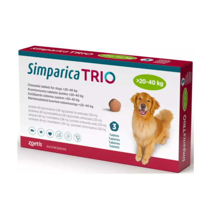 SIMPARICA TRIO GREEN 20.1-40KG 48 MG C/1 TAB.