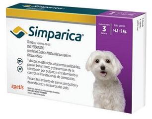 SIMPARICA 10 MG 3 TABS (2.5kg a 5kg)