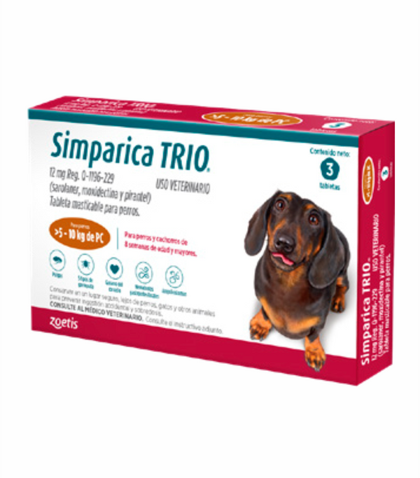 SIMPARICA TRIO 5.1 A 10 KG 12 MG C/3 TAB