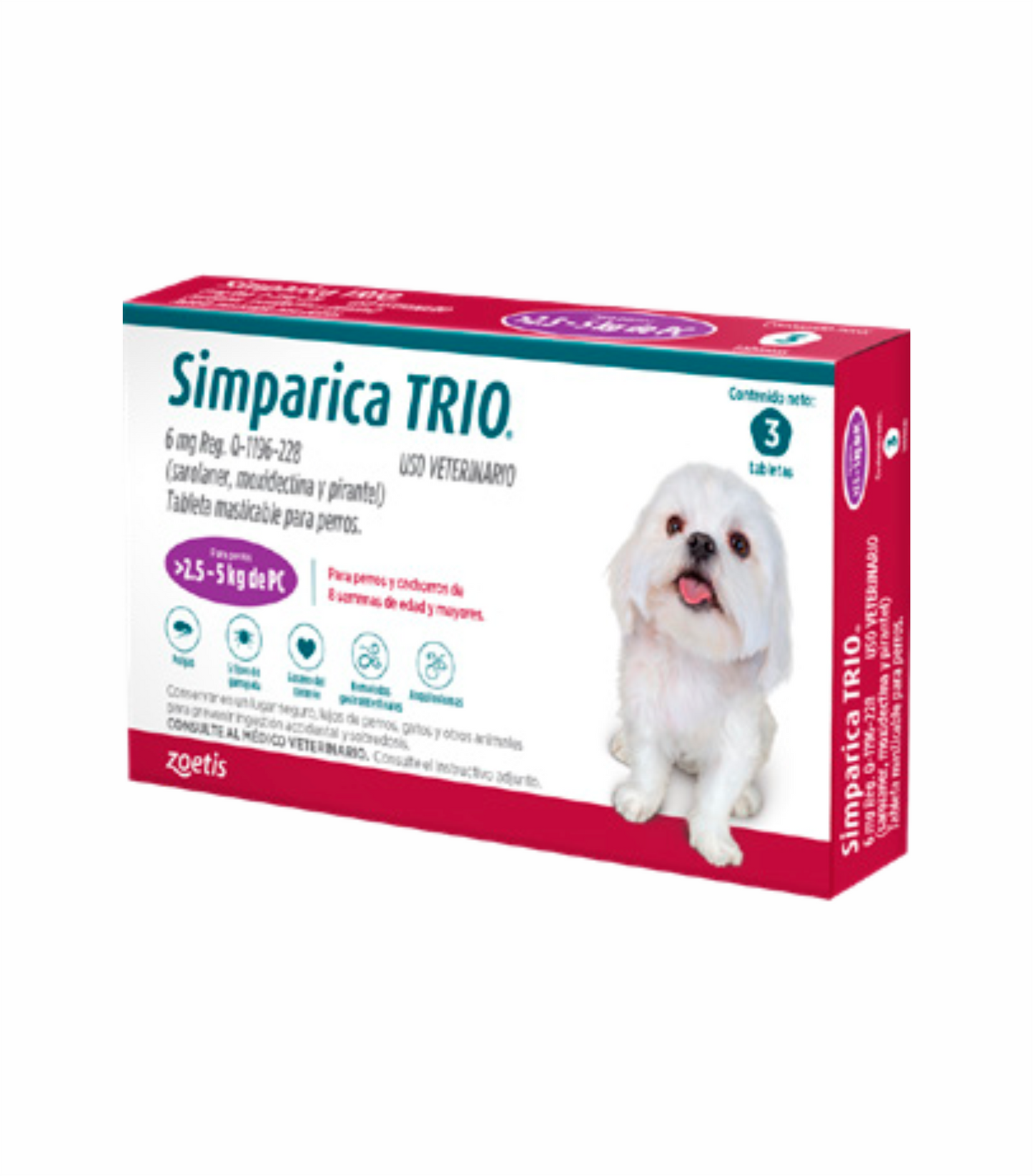 SIMPARICA TRIO 2.5 A 5 KG 6 MG C/3 TAB