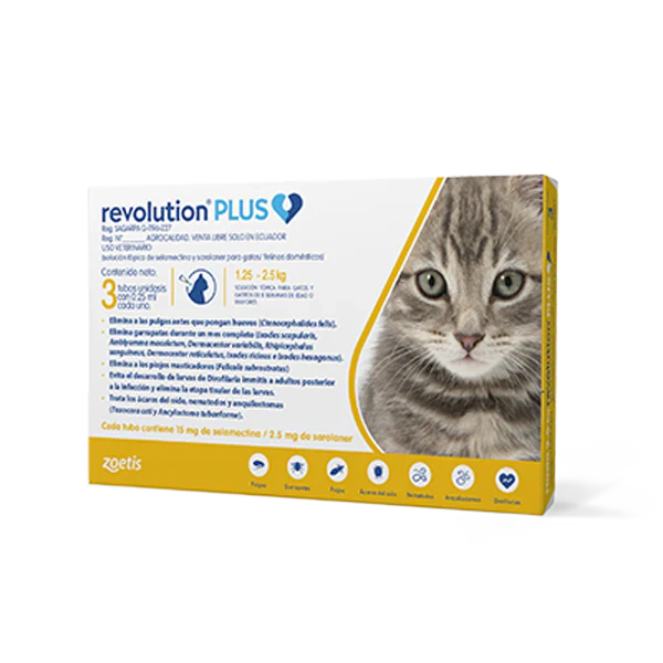REVOLUTION PLUS AMARILLO HASTA 2.5KG C/3