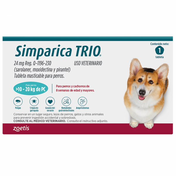 SIMPARICA TRIO BLUE 10.1-20KG C/1 TAB.