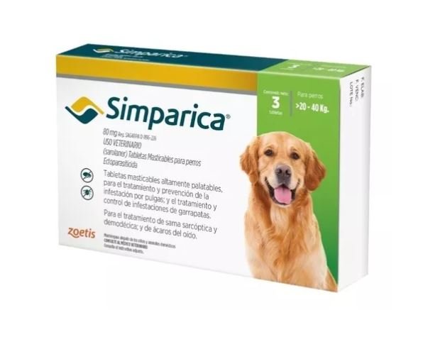 SIMPARICA 80 MG 3 TABS (20kg a 40kg)