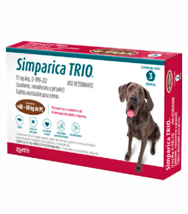 SIMPARICA TRIO 40.1 A 60 KG (72 MG) C/3 TAB